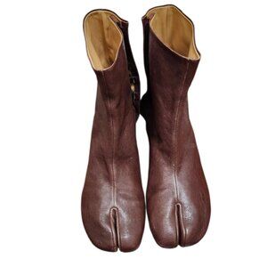 Maison Margiela Tabi Split Toe Ankle Boots Brown Leather Size 38 EU / US 7.5